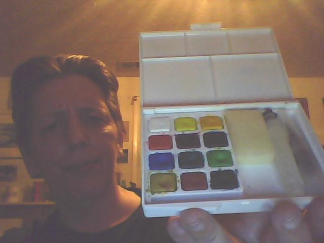SAKURA Koi Pocket Field Sketch Kit - Watercolor Sets for Painting On the Go  - 24 Colors + Iridescent Medium 5 mL Tube - 1 Water Brush - 1 Sponge - 1