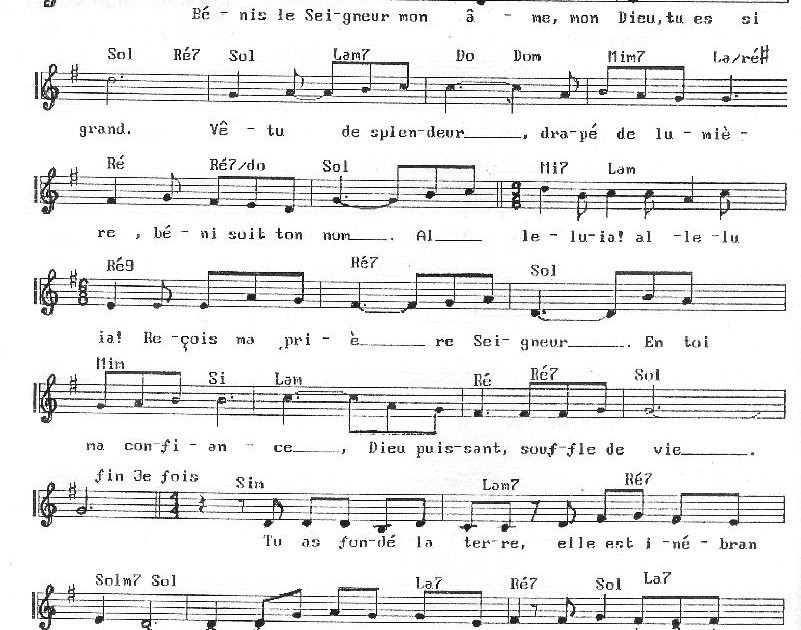 Chants religieux Bénis le Seigneur, mon âme