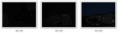Tre mörka bilder.