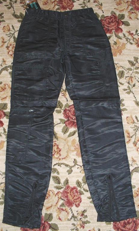 wearing parachute pants,