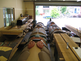 Totem poles awaiting delivery