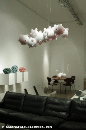 Lustre chez Nilsson et Chiglien, rue Vieille du Temple Paris 3e Haut Marais