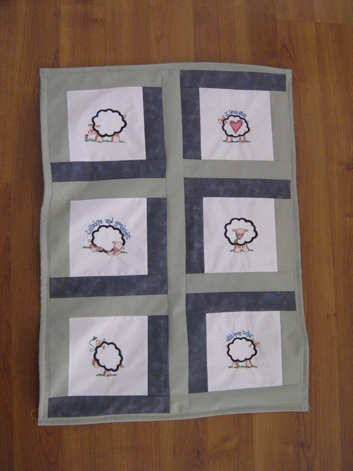 all good things... Quilted cot blanket and personalised one...