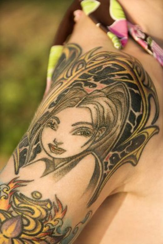 (image) feminine angel tattoo on shoulder. This is Feminine Tattoos picture (image) feminine angel tattoo on shoulder. This is Feminine Tattoos picture