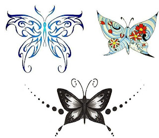  three art  butterfly design tattoo