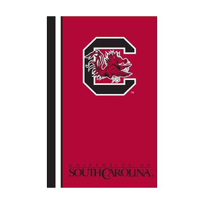 Garnet, black, and white University of South Carolina Gamecocks soft blanket with Cocky logo.
