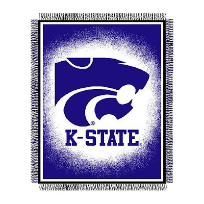 KSU blanket that is purple and white.