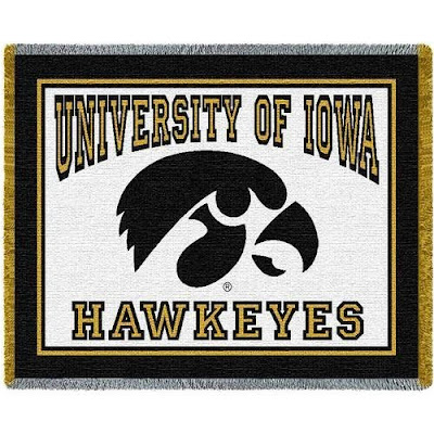 White University of Iowa Hawkeyes throw blanket.
