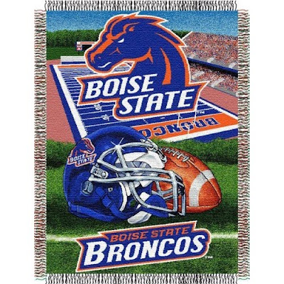 Boise State Broncos tapestry football blanket.