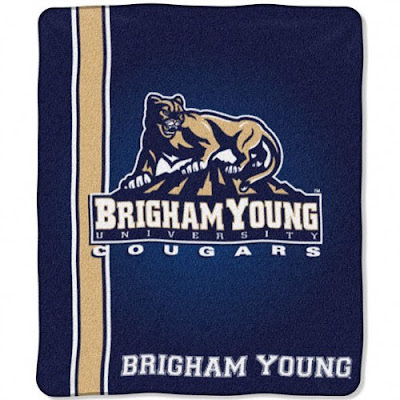 Brigham Young University Cougars blanket.