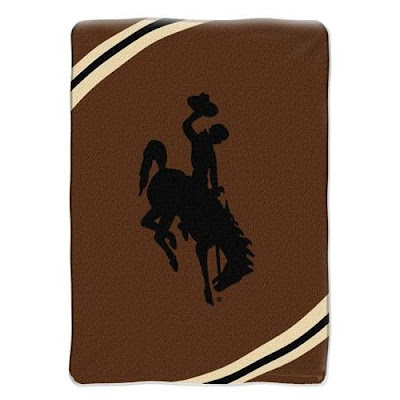 University of Wyoming brown fleece blanket.