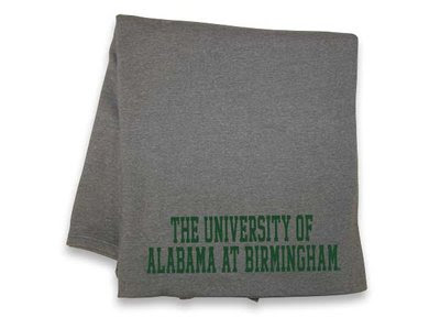 UAB Blanket that is gray and green.