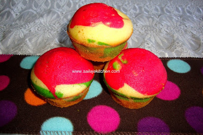 image of Rainbow Cup Cake Recipe / Colourful Cupcake Recipe