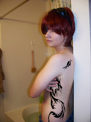 A black dragon tattoo expresses something entirely different than a colored 