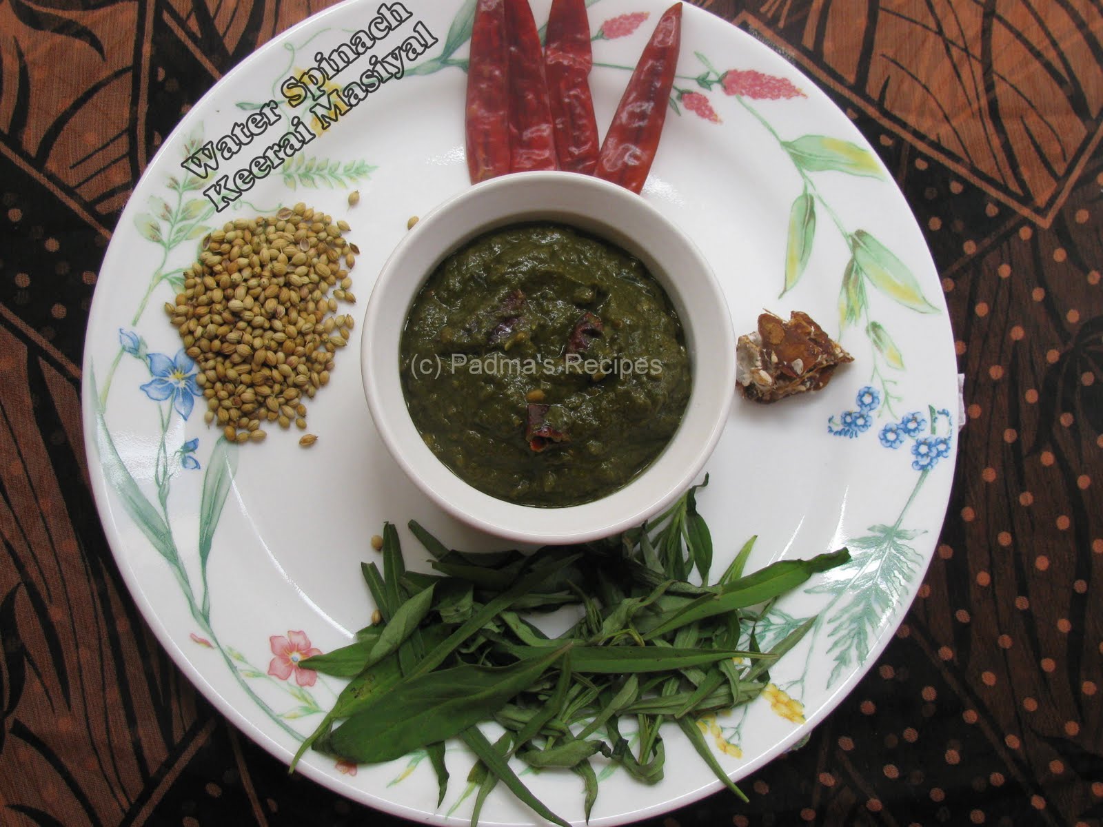 Padma's Recipes MASHED WATER SPINACH ( SARKARAI VALLI KEERAI MASIYAL)