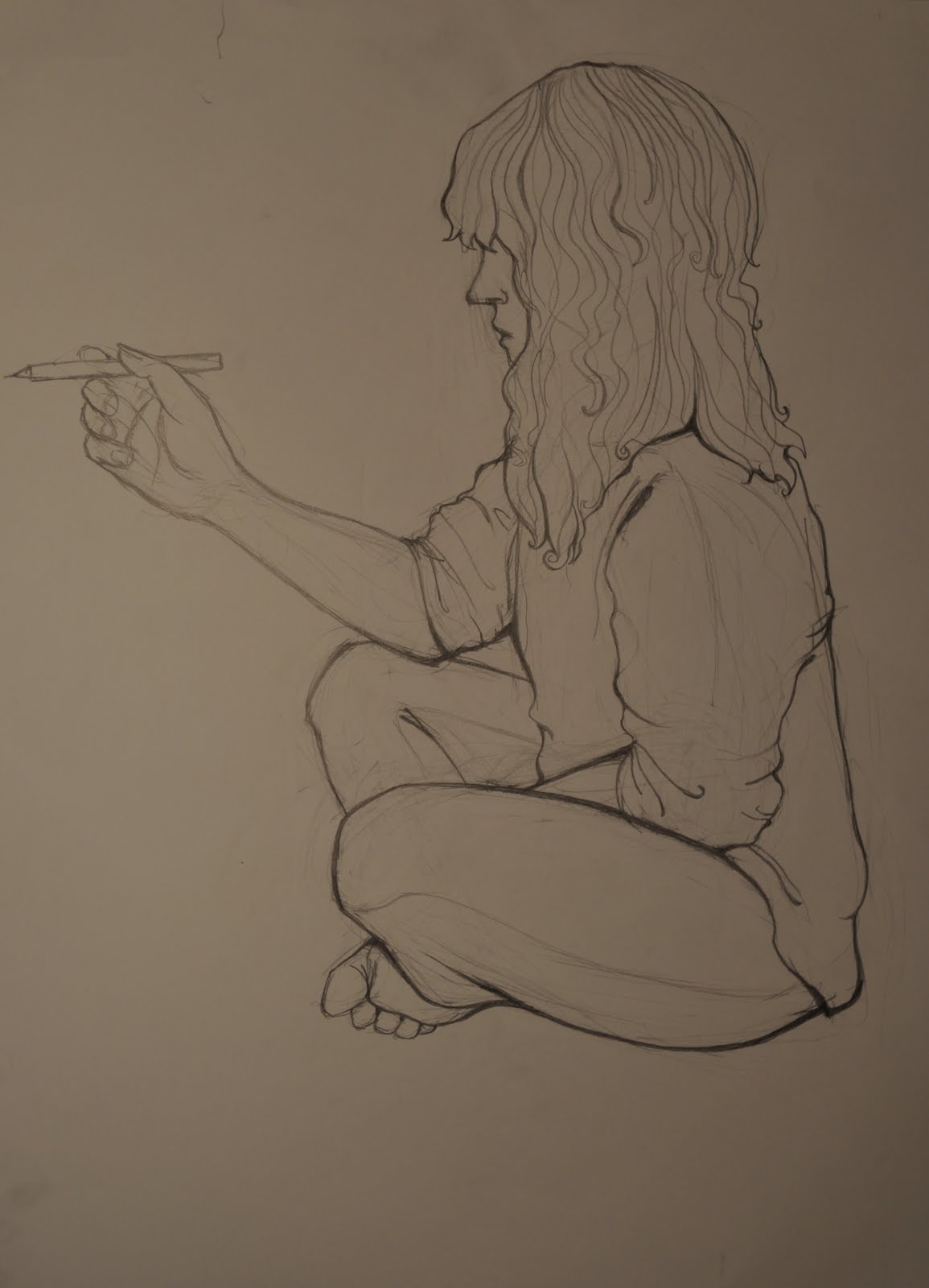 Contour Line Drawing Assignment : Fish baby figure drawing
