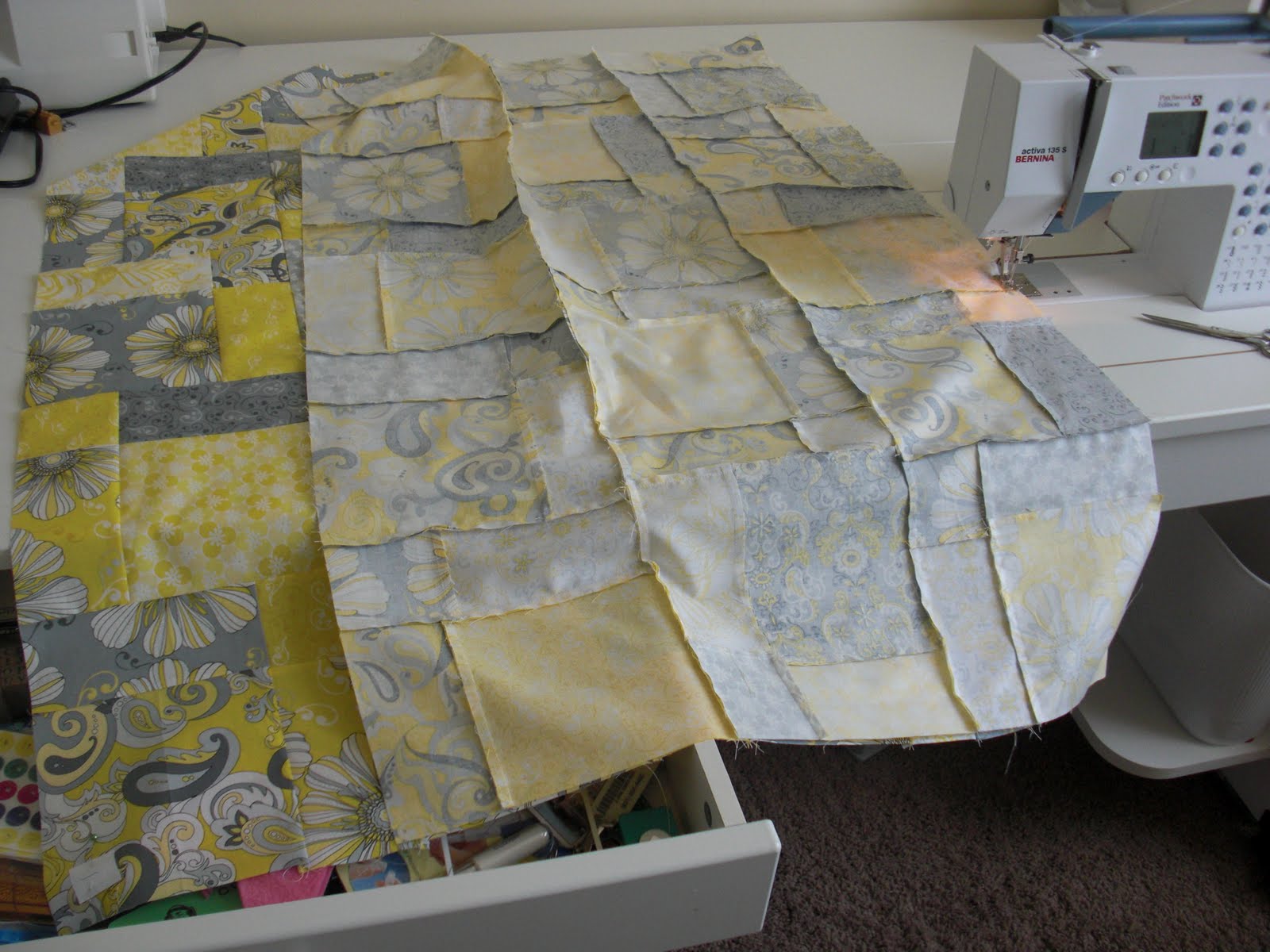 Obsessively Stitching 1st Quilt Ever Putting Rows Together