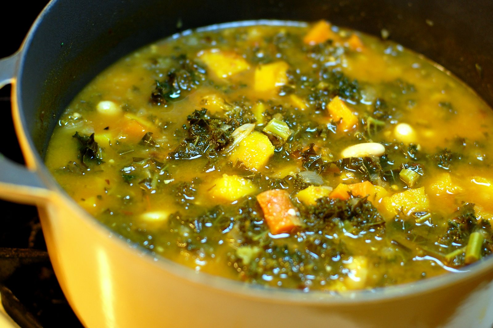 Barefoot and Baking Kale and Roasted Vegetable Soup