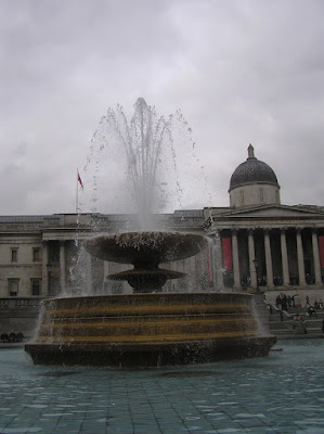 Another view of the water fountain in Trafalgar Square