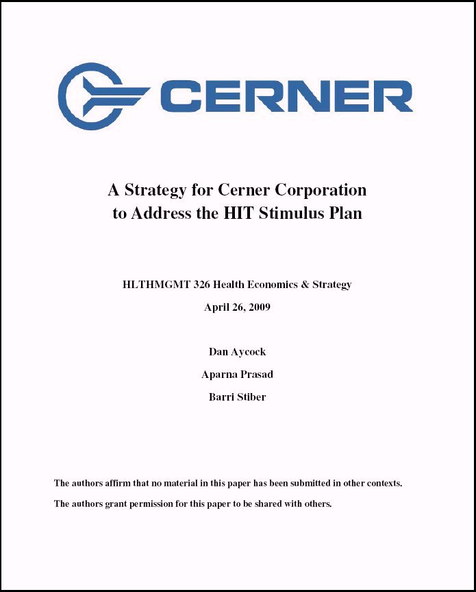 Cover sheet example for business plan