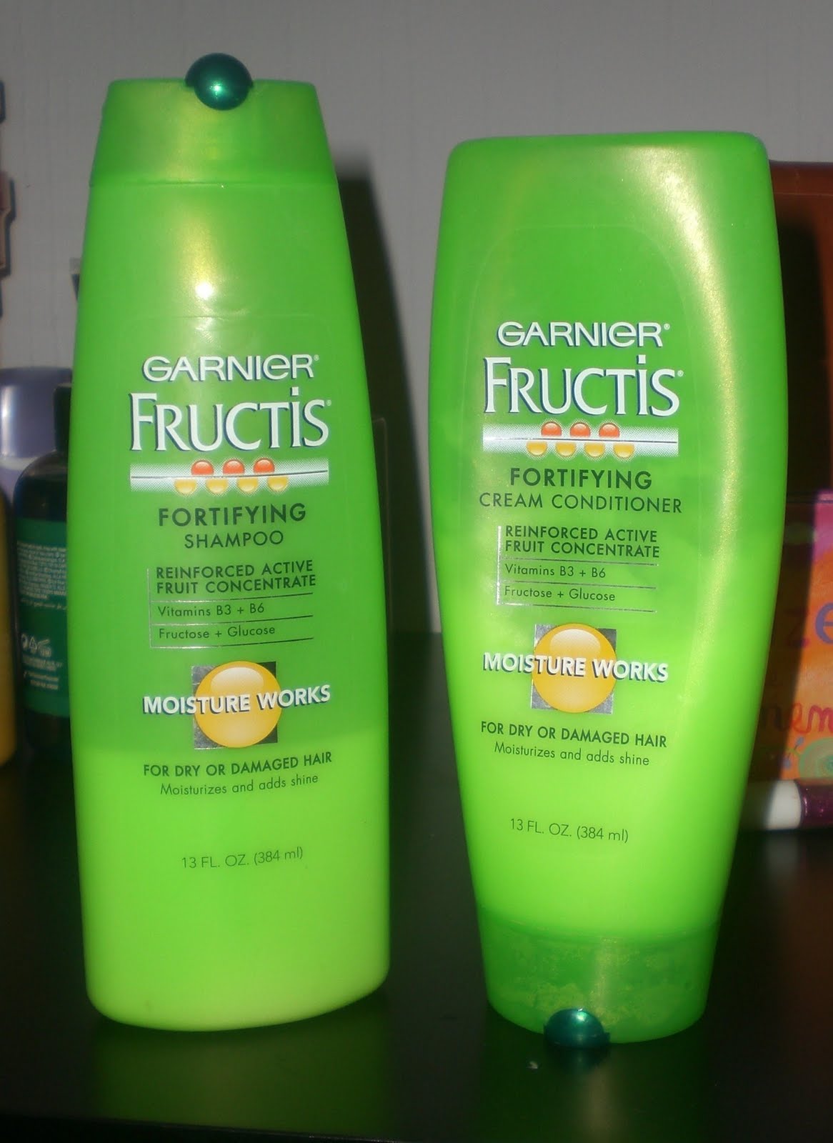 Cotton Candy Fro Ganier Fructis Moisture Works Shampoo and Conditioner