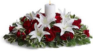 christmas flowers with candles