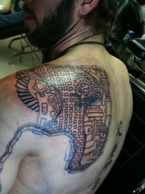 outline complete, now let's fill that bad boy in. good bye old tattoo! outline complete, now let's fill that bad boy in. good bye old tattoo!
