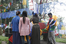 Tibetans penjant cavalls de vent