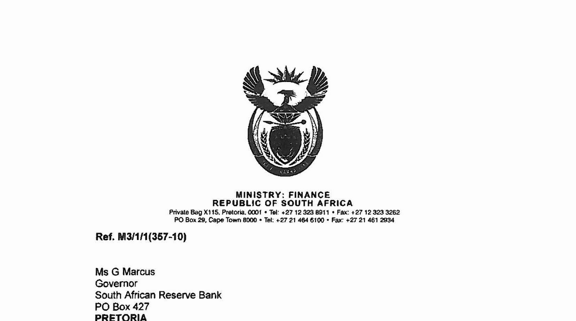 South Africa Financial Institutional Structure Gordhan