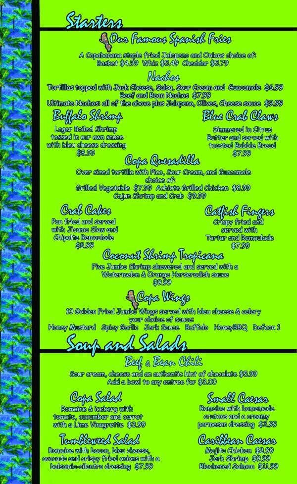 Margarita Menu