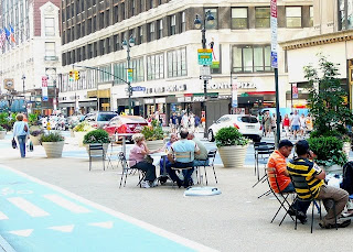 Pedestrian park on Broadway at Macy's in New York City
