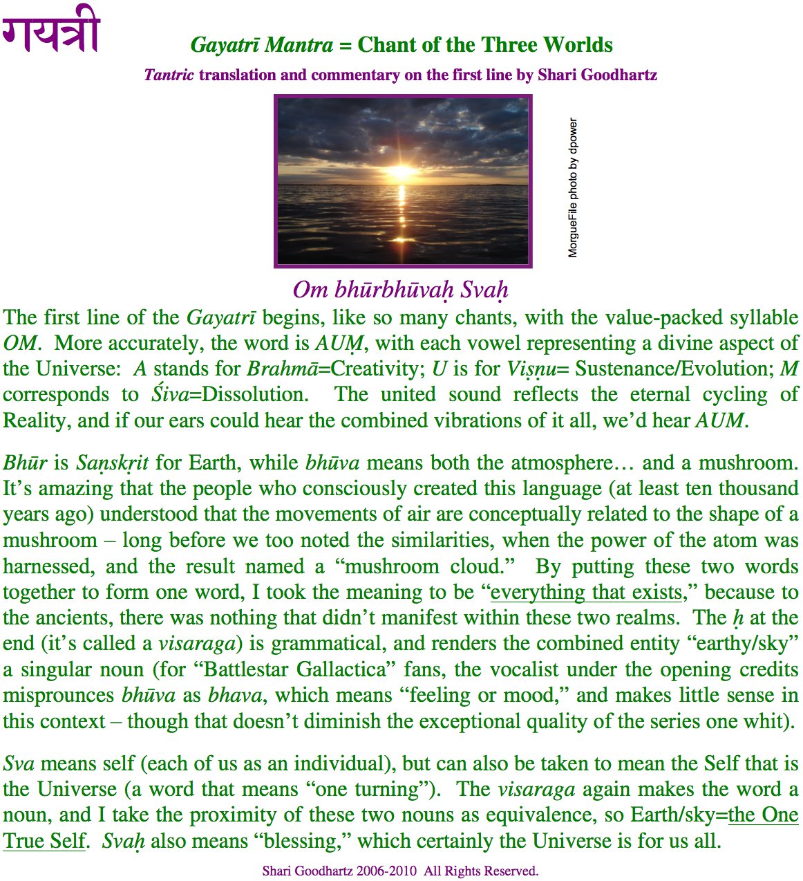 The First Line of the Gayatri - Translation and Commentary ... The First Line of the Gayatri - Translation and Commentary ...