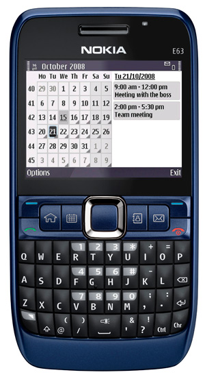 Nokia E63 es un teléfono 3G que se ejecuta en el sistema operativo Symbian
