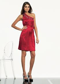 one shoulder satin dress