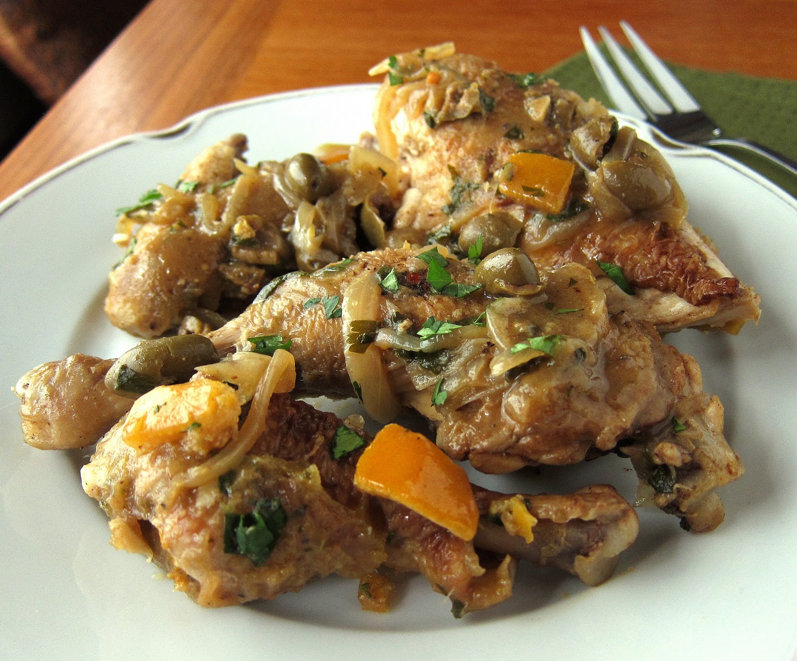 last call for corn moroccan chicken with green olives & preserved lemons