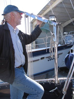 Stan Dabney checking out the small crane on Otter II, a 1979 Valiant 40 centerboard model Stan Dabney checking out the small crane on Otter II, a 1979 Valiant 40 centerboard model