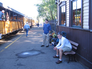 Rich and Miles waiting for the 9:00 train from Durango to Needleton Rich and Miles waiting for the 9:00 train from Durango to Needleton
