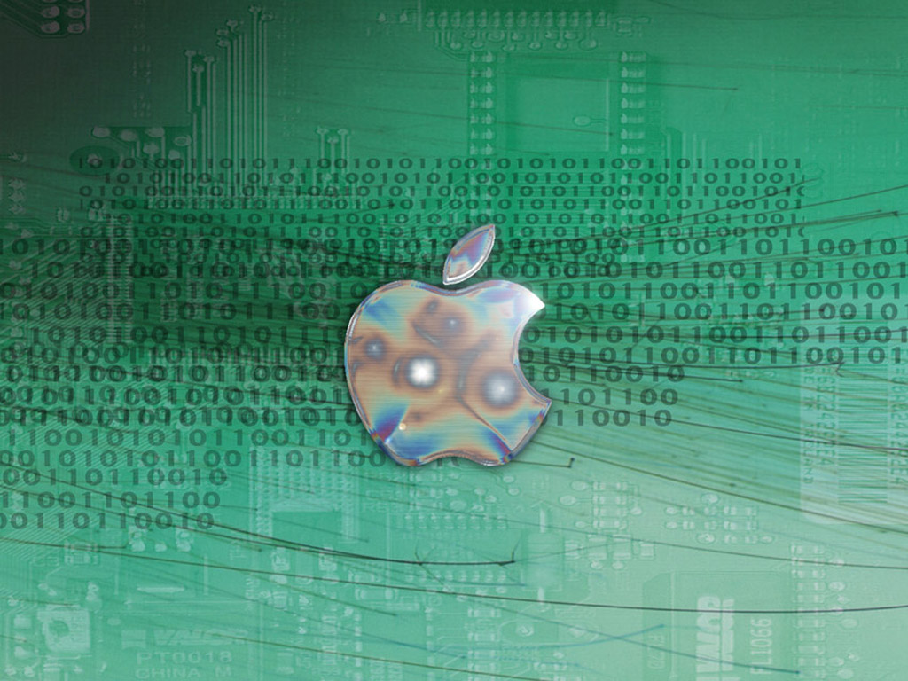 green background reflective apple wallpaper