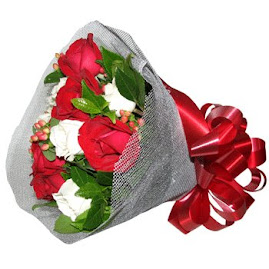Red and White Rose Bouquet