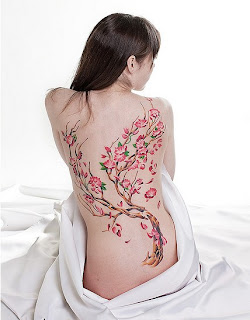 back piece Cherry Blossoms Tattoo