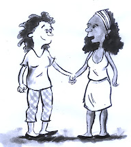 charge de um casal de mulheres