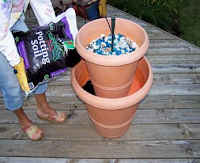 DIY garden water feature for patio garden with Ups-A-Daisy