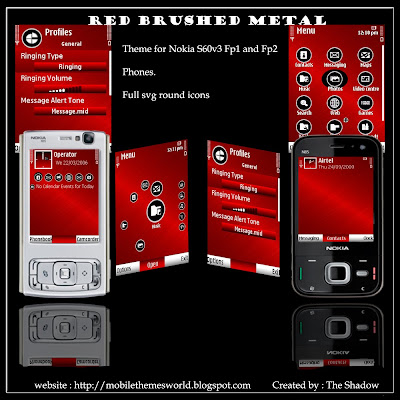 Red Brushed Metal s60v3 fp1 and fp2 theme by The Shadow