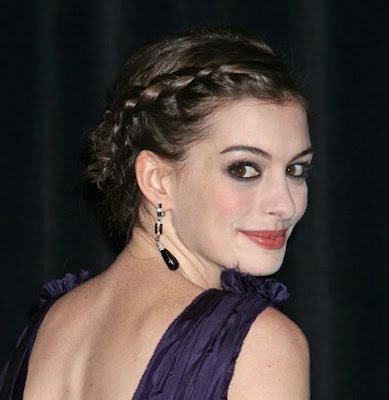 Pictured: Actress Anne Hathaway's braid up do, a new twist on an old 