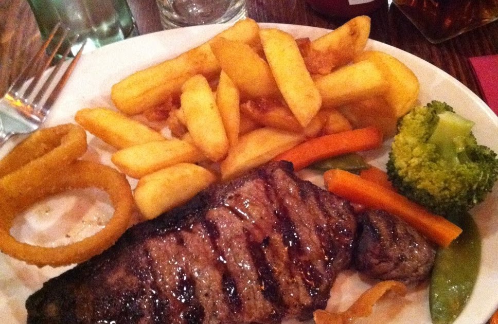 What I Eat Steak, chips, onion rings and broccoli.