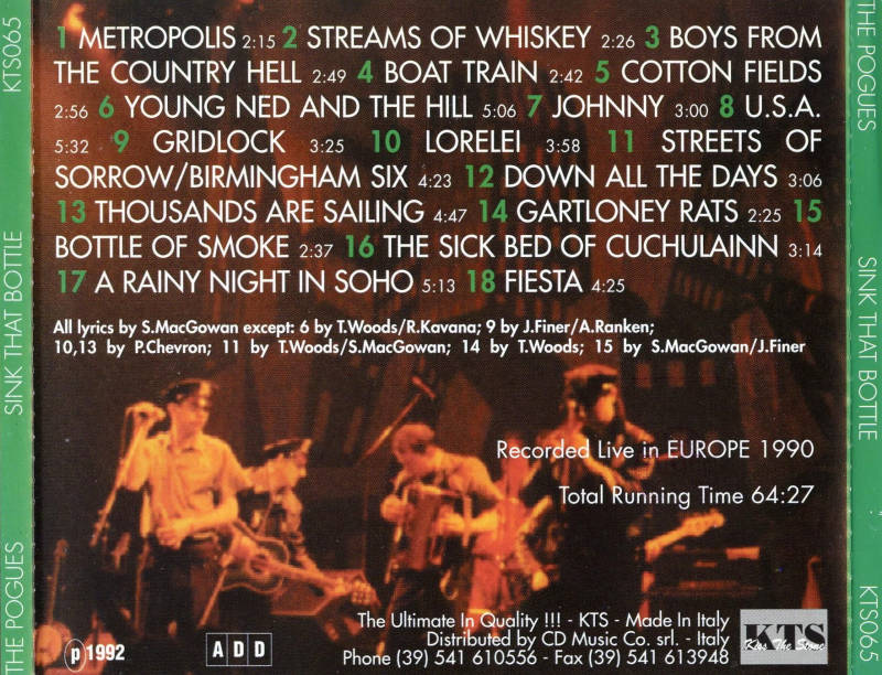 The Pogues 19890615 Lausanne Switzerland " Sink That Bottle