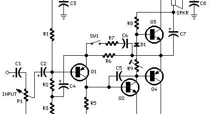 Rangkaian Audio Amplifier 2 Watt - Gambar Skema Rangkaian Elektronika