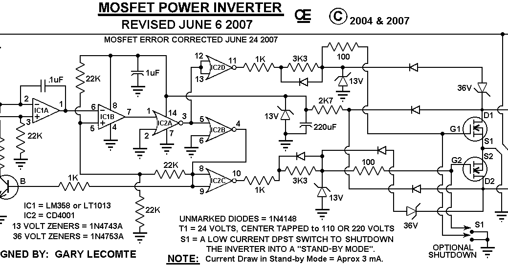 500W Mos-Fet Power Inverter - Gambar Skema Rangkaian Elektronika