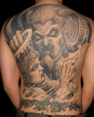 religious tattoos. demonic tattoos