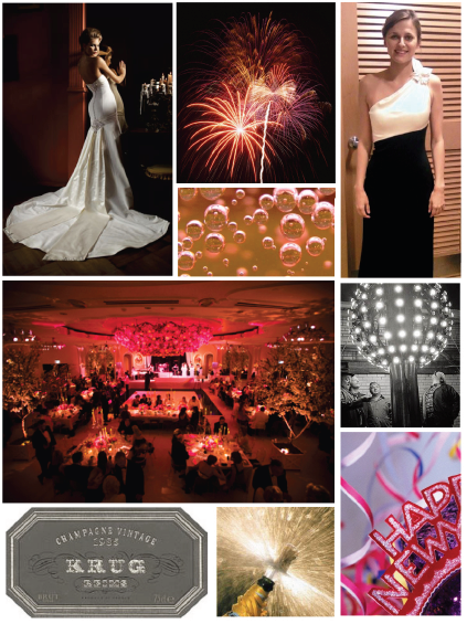 a classic winter wedding followed by a glamorous New Year's Eve bash